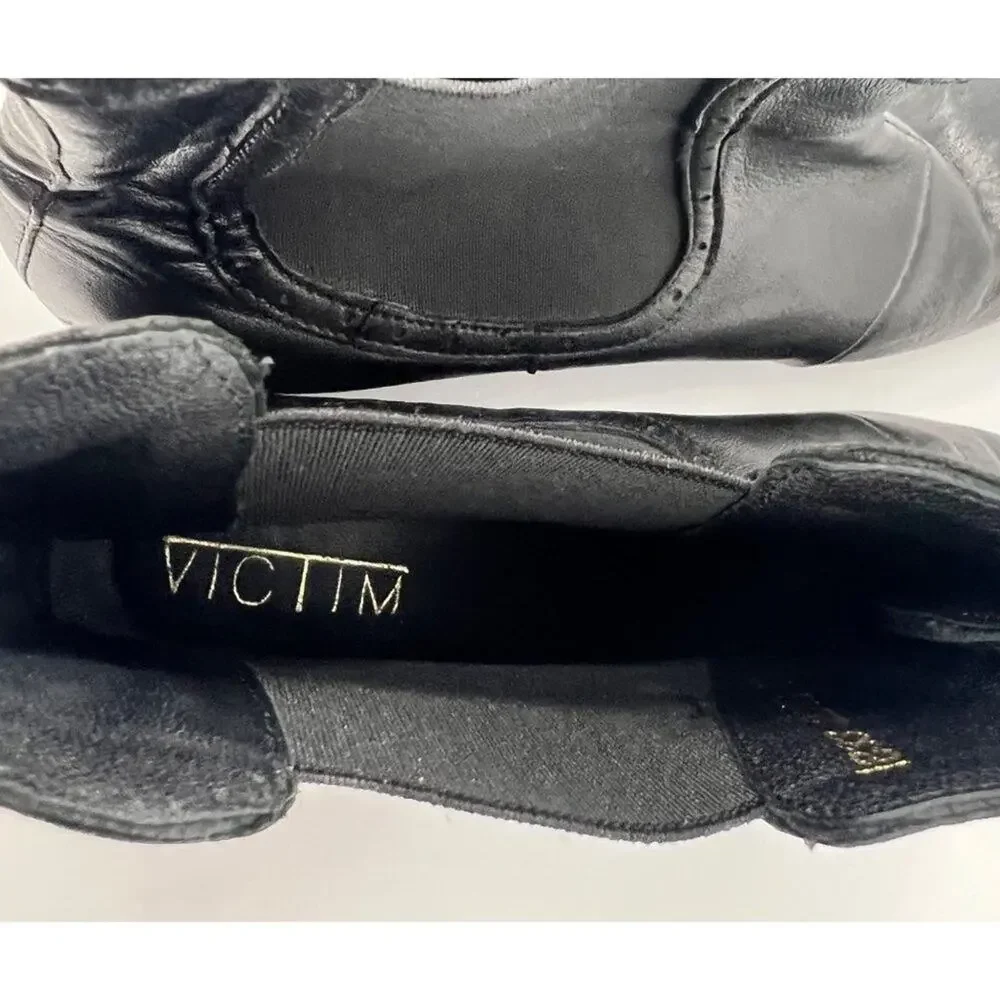 VICTIM&CO Boots Mens 5.5 Womens 7.5 Black Gold Leather Ankle Streetwear Designer